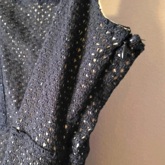 VENUS women's black open knit nude lined crochet lace wide leg jumpsuit, size L - Picture 10 of 12